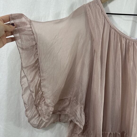 Tempo Paris Pink Silk Blend Flowy Ethereal Boho Romantic Top Womens Size M Italy - Picture 4 of 10
